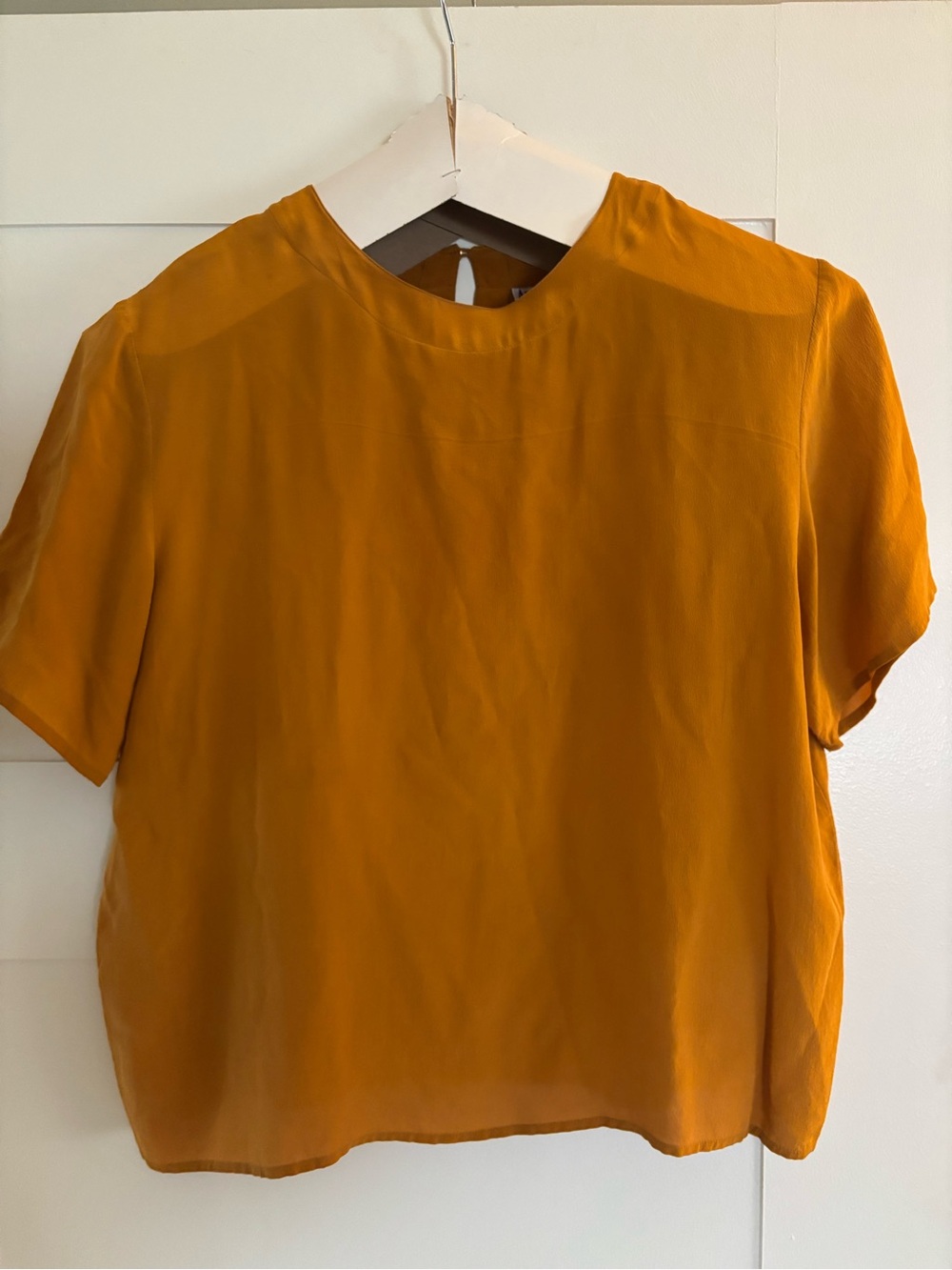 Vintage 100% Silk Short Sleeve Orange Blouse. Anna and Frank, large